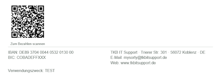 Payment QR code (GiroCode) on the invoice