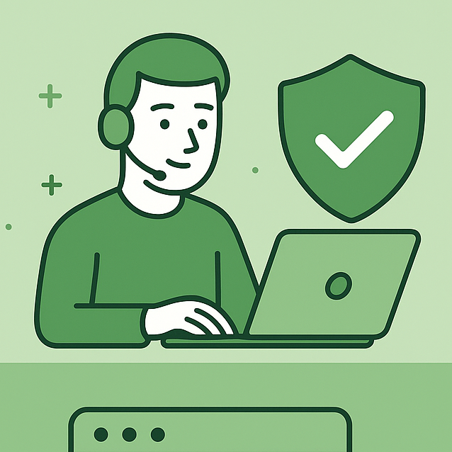 Illustration: IT-Support per Fernwartung mit Headset und Laptop