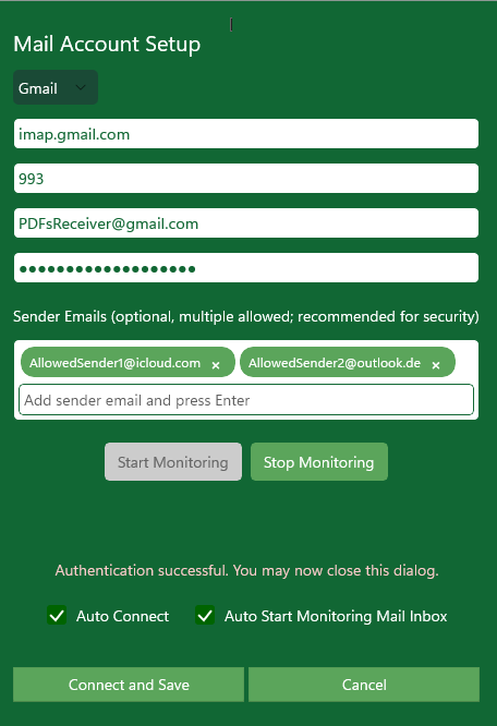 MySorty mail account setup with Gmail