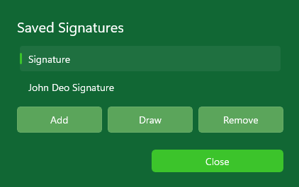 MySorty saved signatures