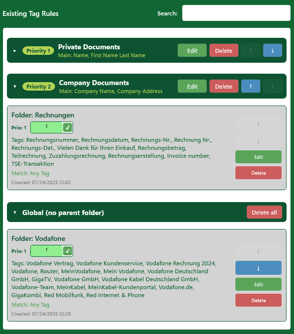 MySorty existing tag rules