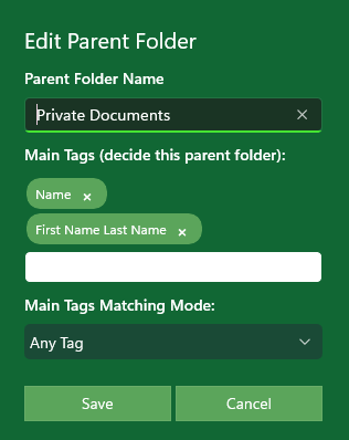 MySorty edit parent folder