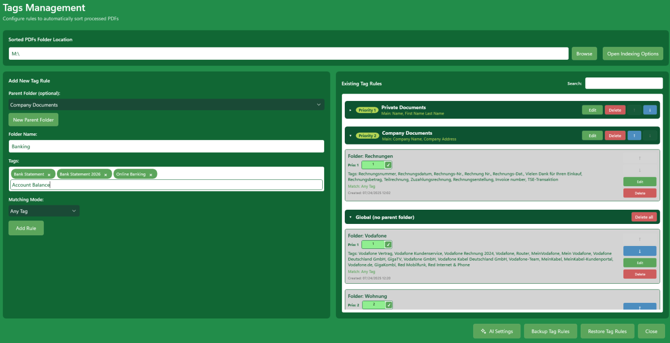 MySorty tags management overview