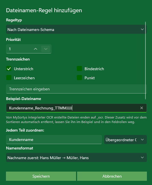 MySorty file name rule by file name pattern