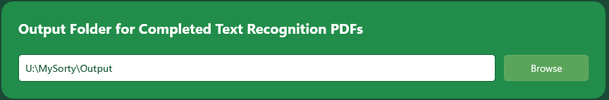 MySorty output folder for PDFs after text recognition