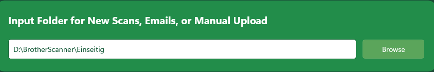 MySorty input folder for new scans, emails or manual upload