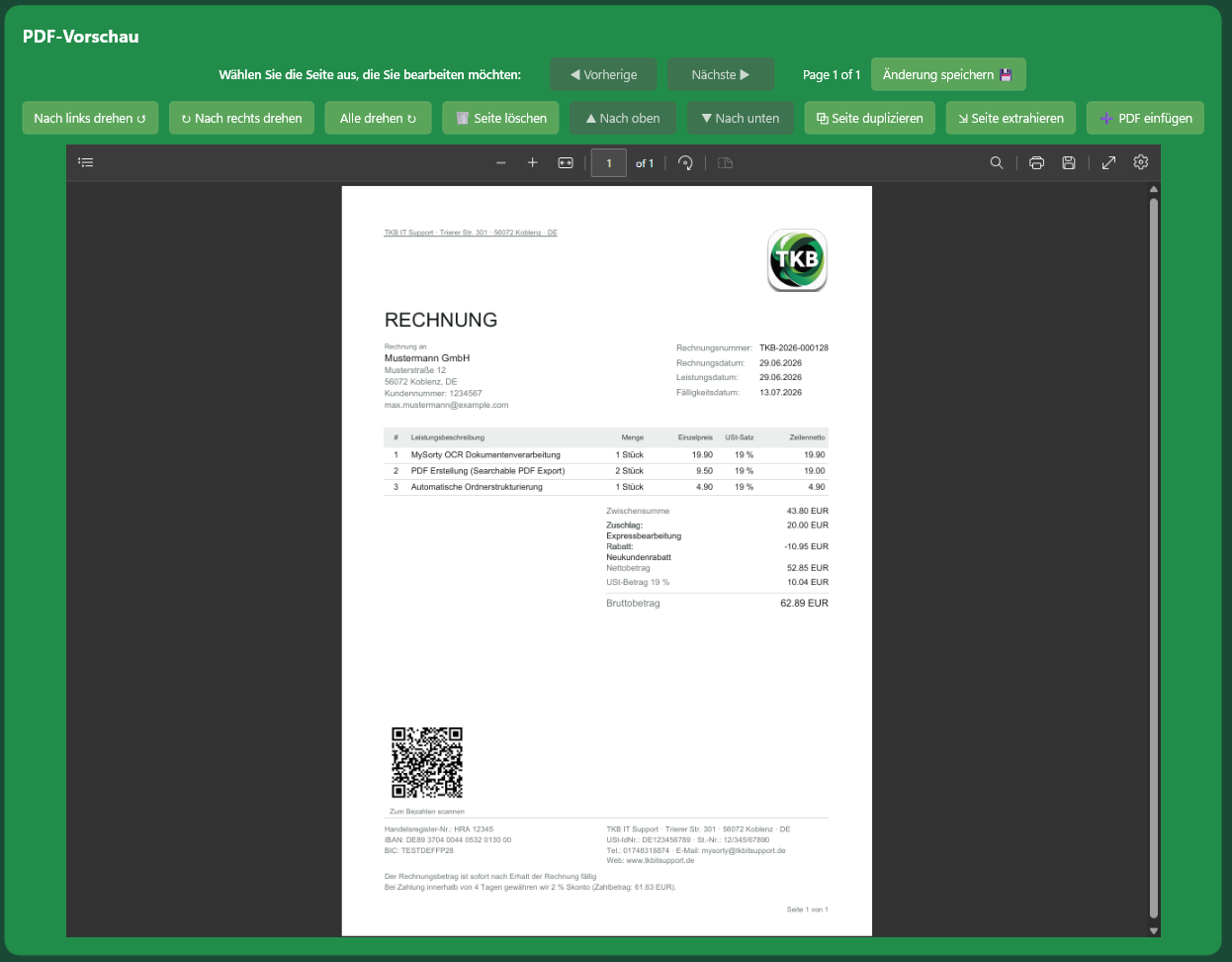MySorty PDF-Viewer: Seiten drehen, löschen, duplizieren, extrahieren und einfügen